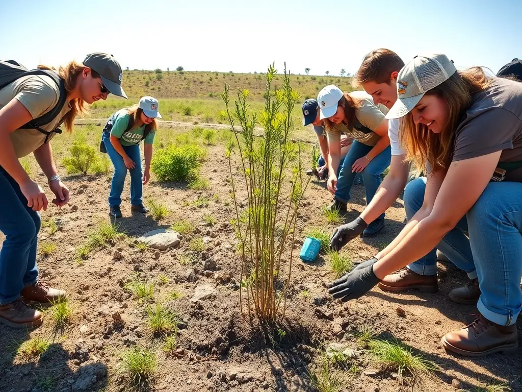 A group of ACCA members participating in a habitat restoration project, planting native trees and shrubs to enhance biodiversity.