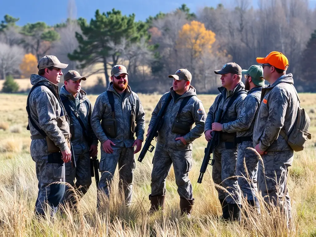 A group of young hunters participating in a training session, learning about responsible hunting practices and wildlife conservation.